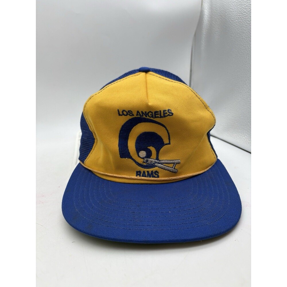 Vintage 80s Los Angeles Rams Sports Unlimited NFL Mesh Rope Snapback Hat S-M